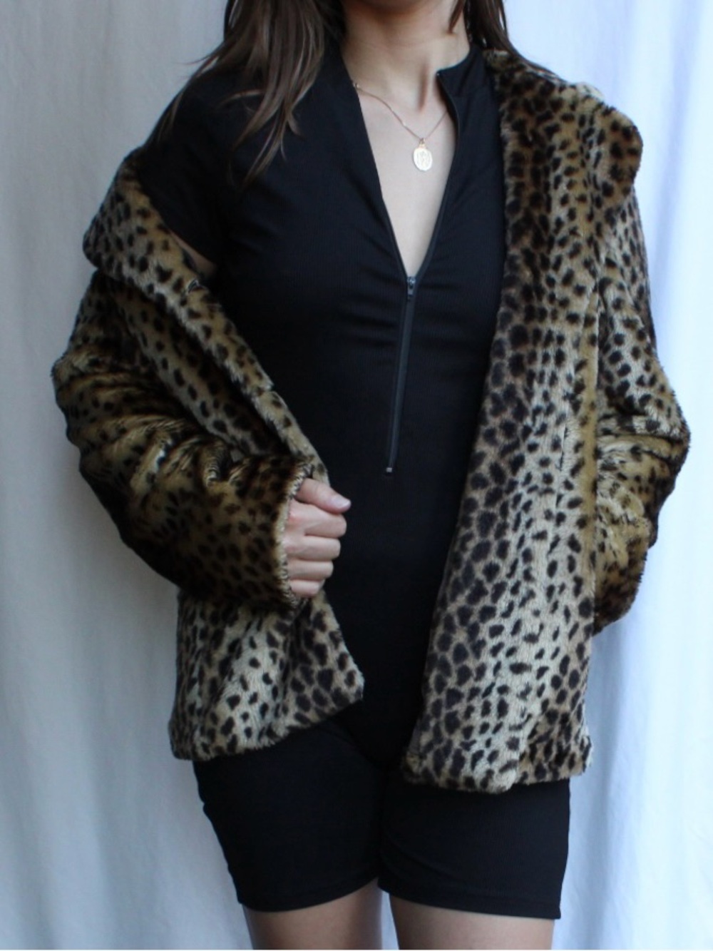 Lavand Leopard / Cheetah Print Faux Fur Jacket Size M